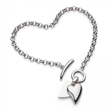 Love Duet Silver Heart Bracelet