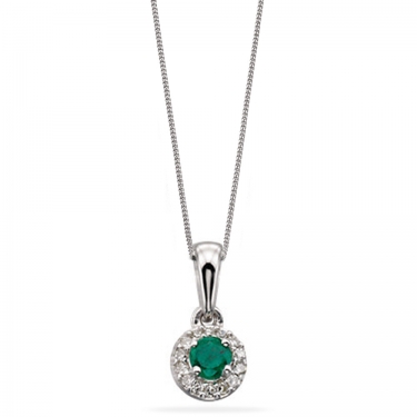 Emerald & Diamond 9ct gold necklace