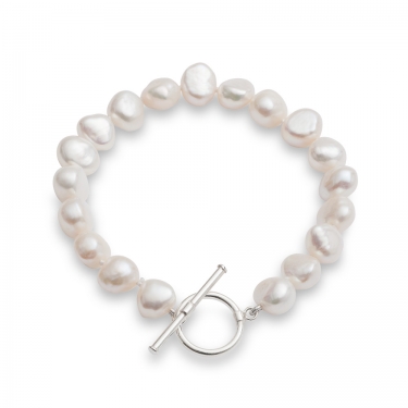 Single Strand White Pearl Bracelet