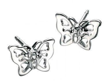 Children's Silver & Diamond Butterfly Studs