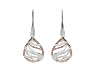 Sterling silver and rose gold plated drop earrings