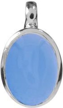Silver & Blue Chalcedony Oval Pendant