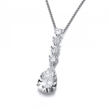 silver quattro teardrop cubic zirconia necklace