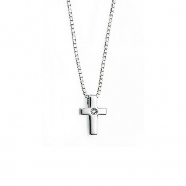 Children's silver & Diamond Cross Necklace