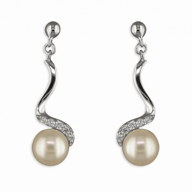 Silver & Freshwater Pearl Drop Earrings