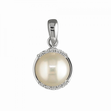 Silver freshwater pearl & cz necklace