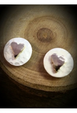 Silver & Rose Gold Heart Studs