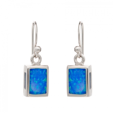 Silver & Blue Opalique Drop Earrings